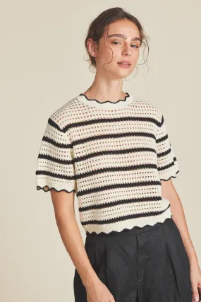 Trovata - Jules Sweater T-Shirt in Antique White/Black Stripe