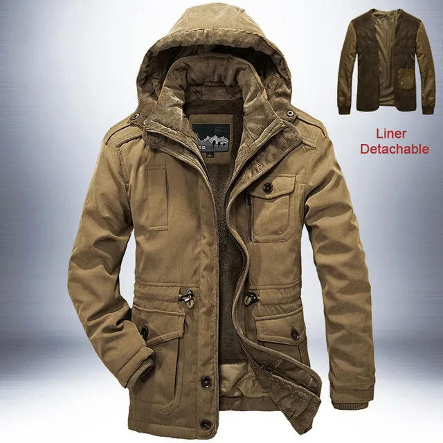 Two-piece men's lamb wool detachable parka coat