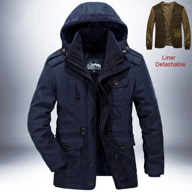 Two-piece men's lamb wool detachable parka coat