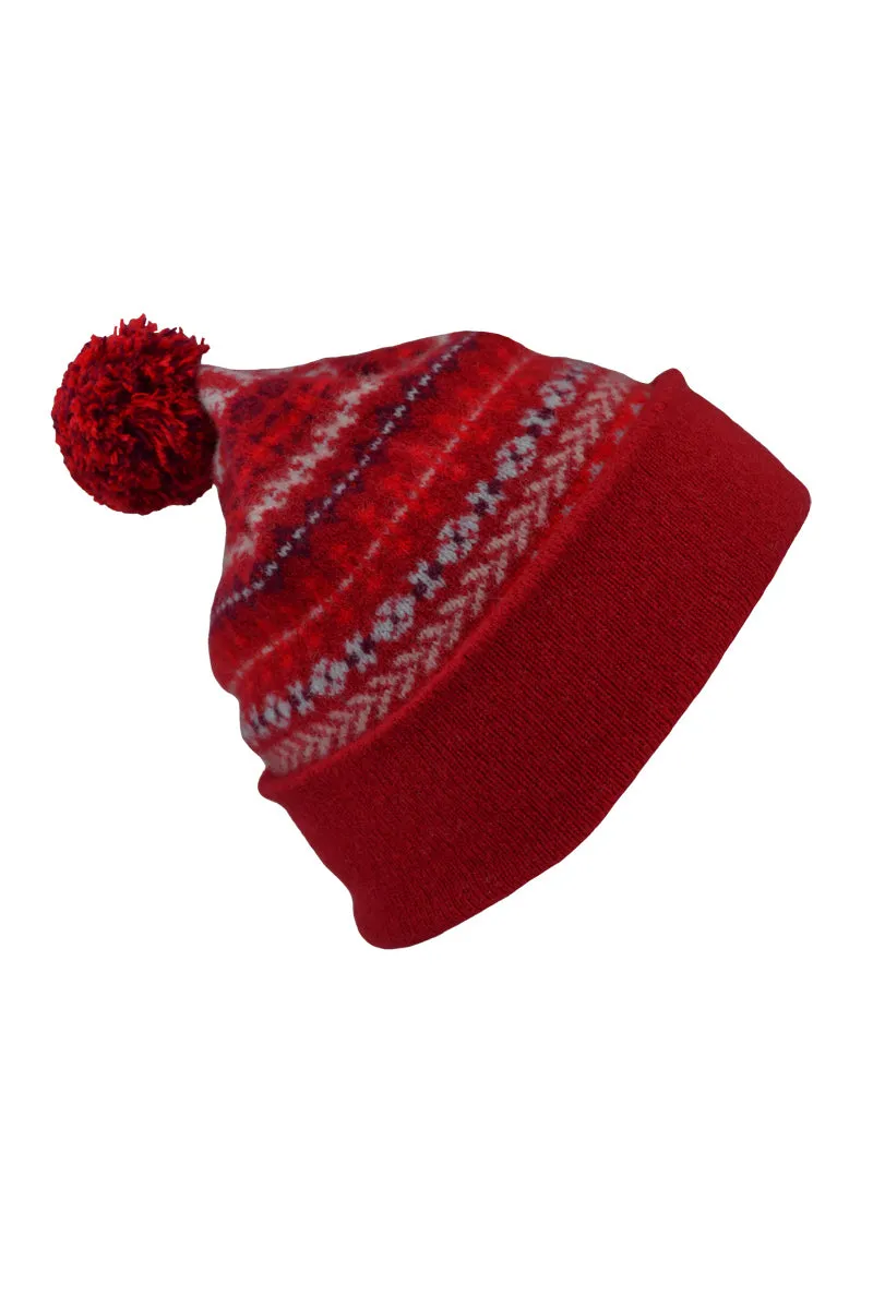 Ugie Fair isle Ski hat - Red