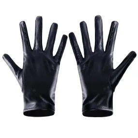 Unisex Shiny Black Metallic Gloves for Adult, Kids, Halloween Costume Accessory