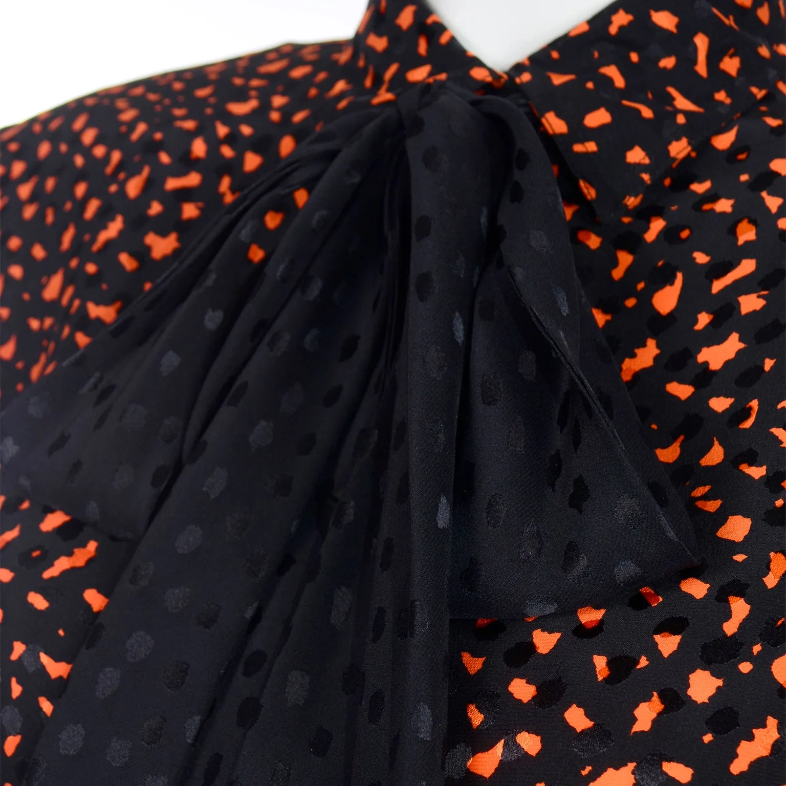 Valentino Vintage Orange & Black Jacket Silk Blouse & Velvet Skirt Suit