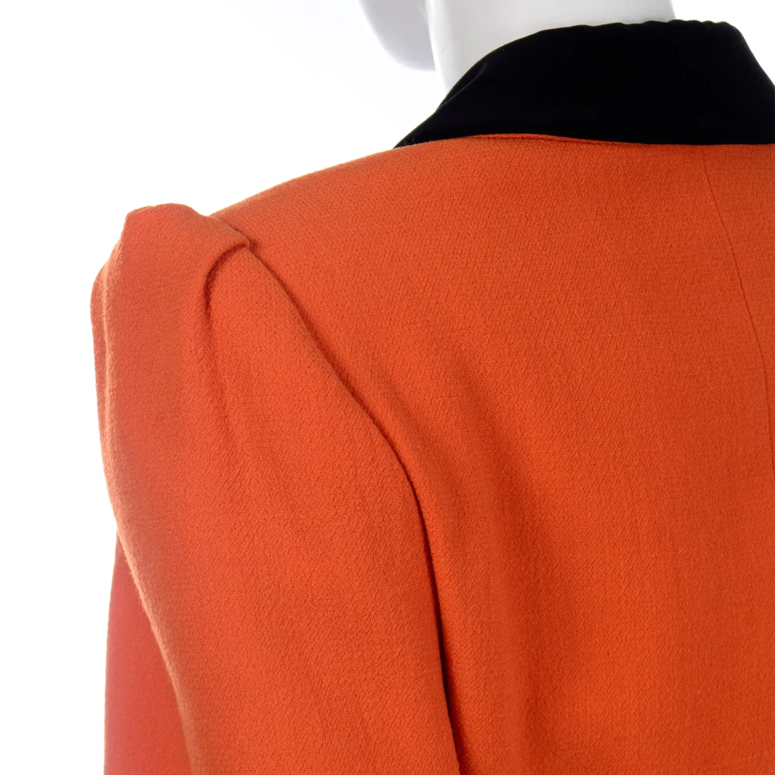 Valentino Vintage Orange & Black Jacket Silk Blouse & Velvet Skirt Suit