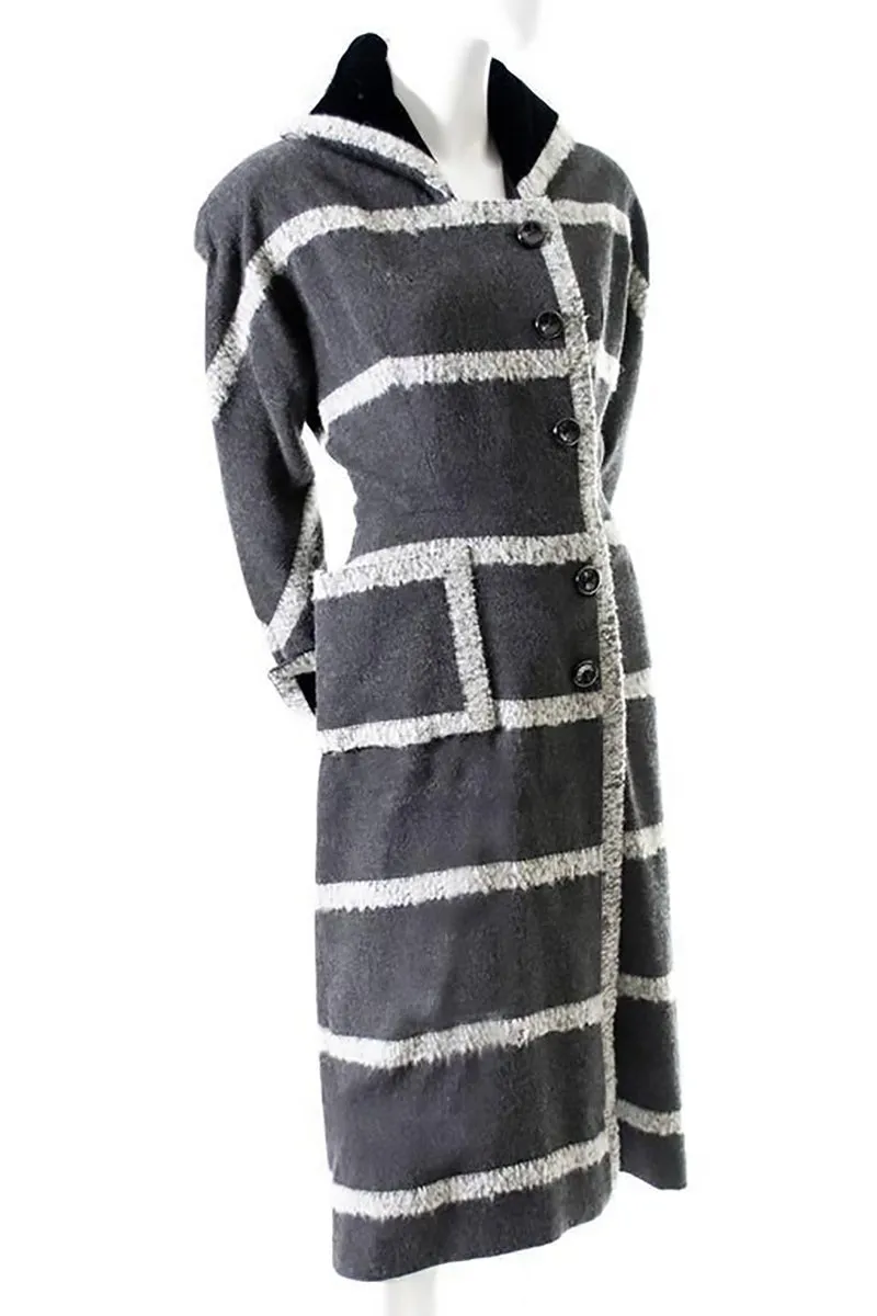 Valerie 9 Rue Auber Paris Boutique Vintage Gray Mohair Opera Coat Dress 8