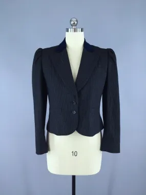 Vintage 1980s Peabody House Grey Wool Blazer Jacket