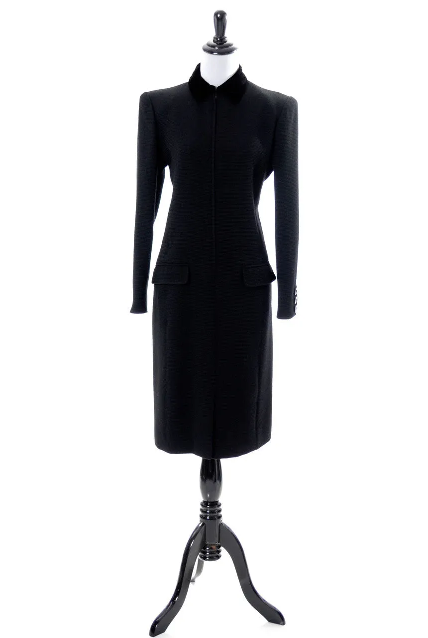 Vintage Valentino ribbed wool and velvet designer dress