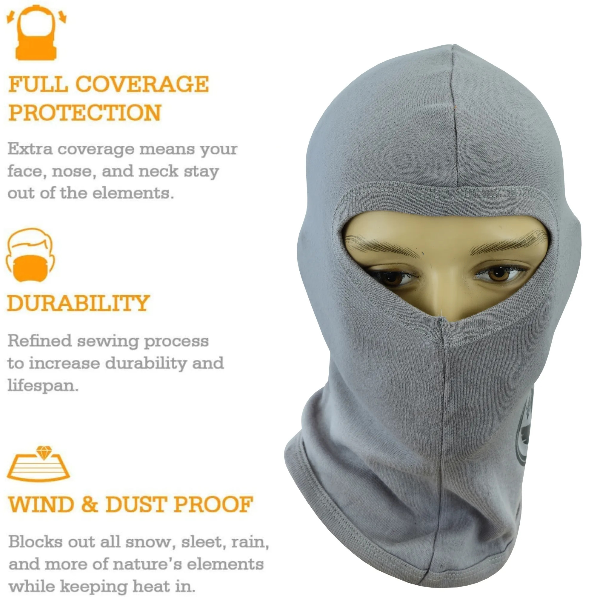 Warrior Gears®100% Cotton Motorcycle Balaclava | Face Mask - Grey