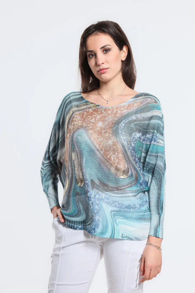 Wave Danielle Batwing Open Knit Sweater (BLS424W)