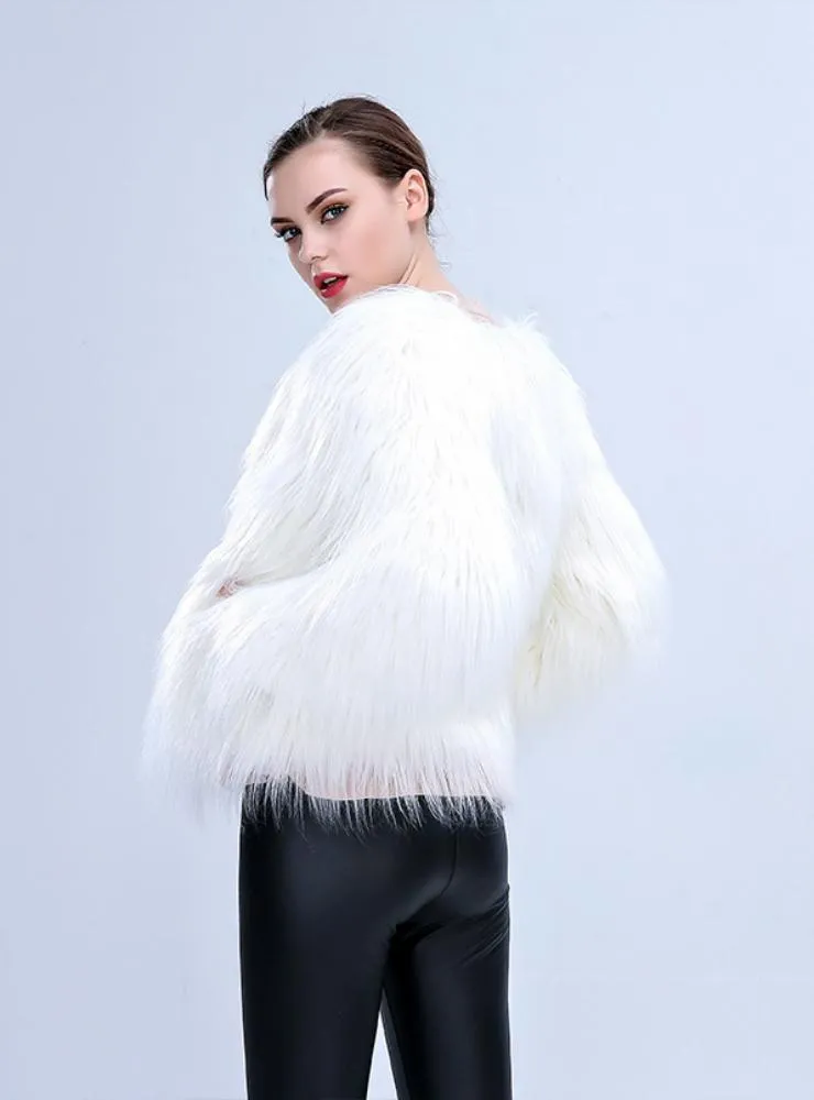 Women Faux Fur LED Light Coat Christmas Costumes Cosplay