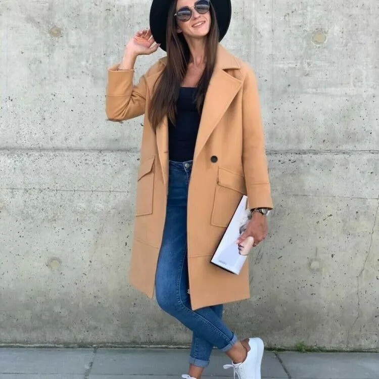 Women Long Sleeves Blazer Overcoat