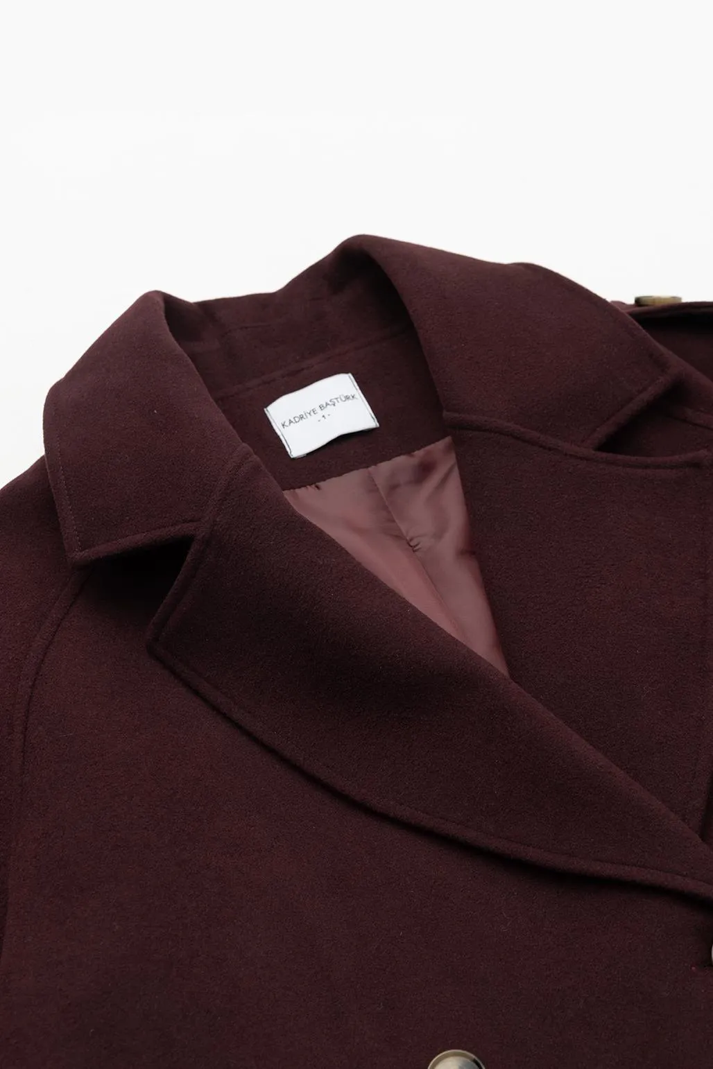 Wool Blend Long Coat Burgundy