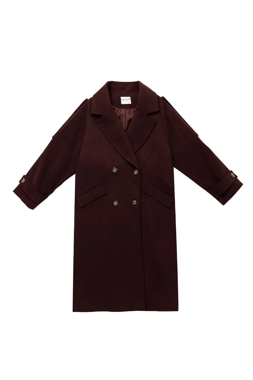 Wool Blend Long Coat Burgundy