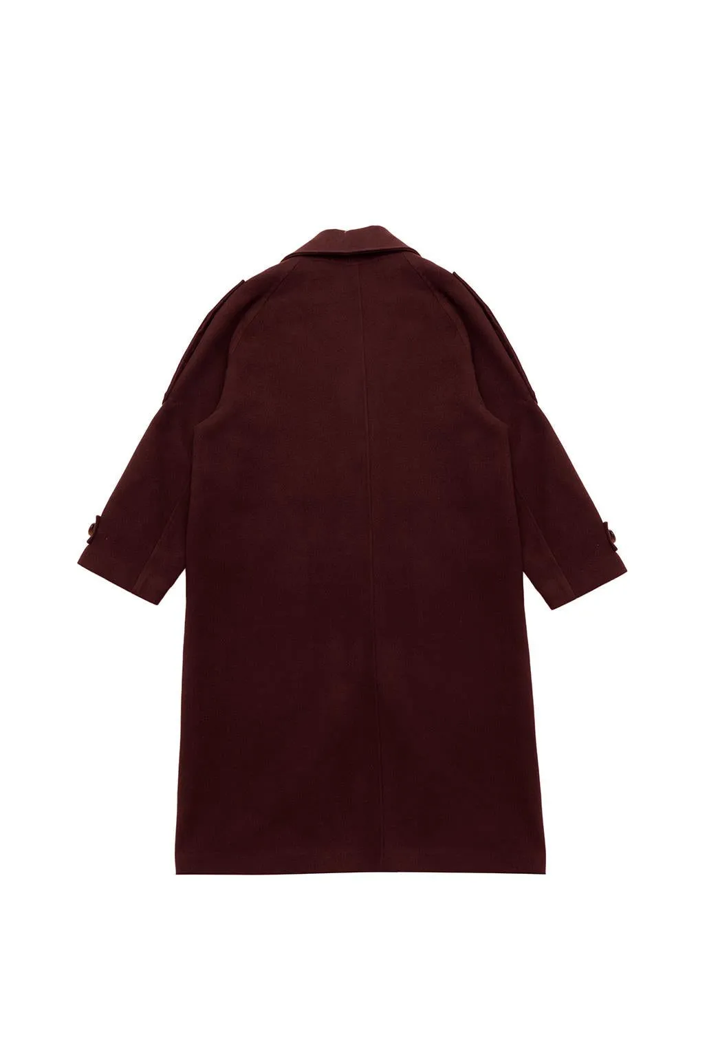 Wool Blend Long Coat Burgundy