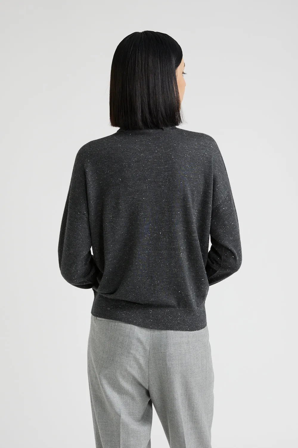 Wool, viscose and lurex high neck sweater