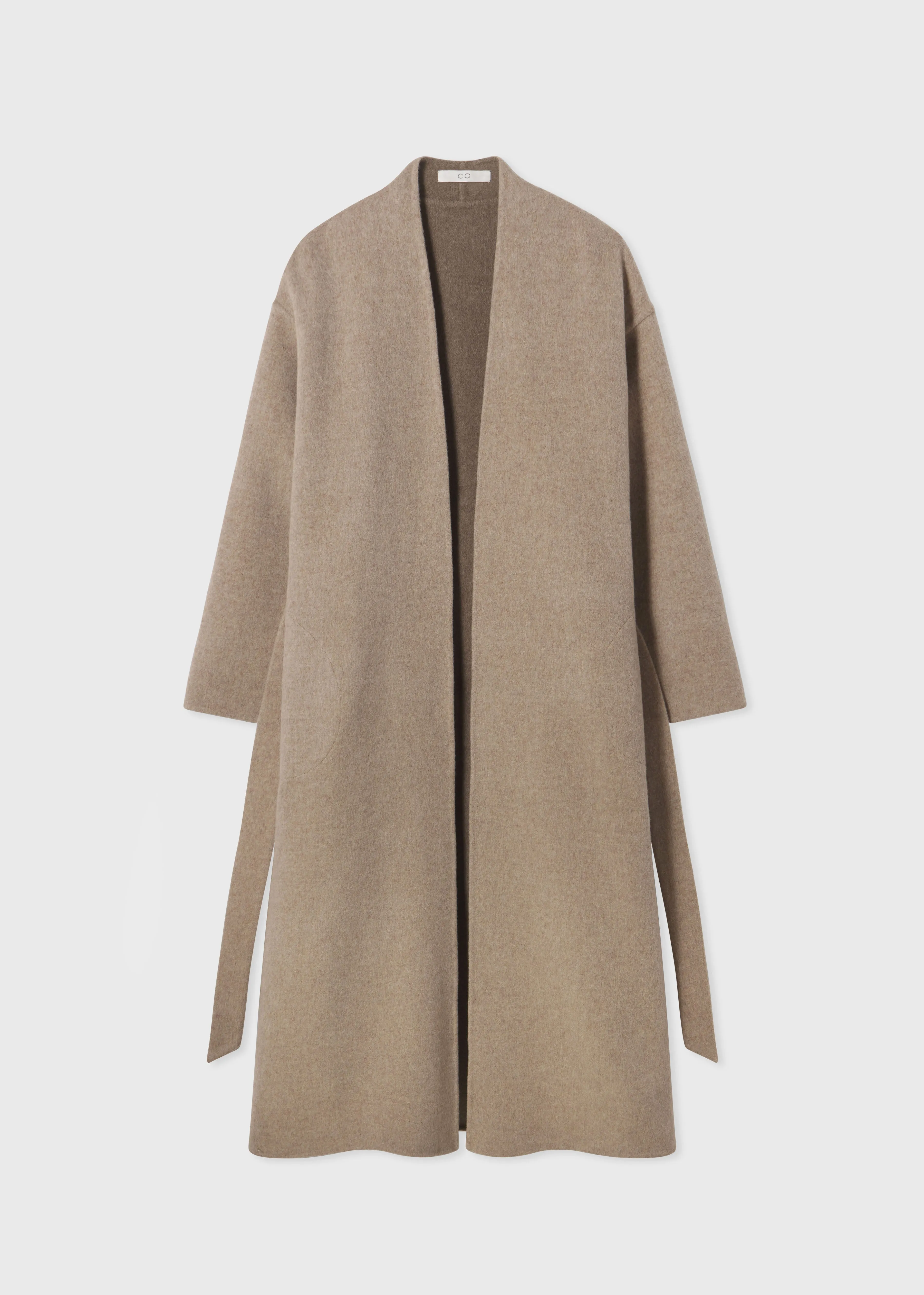 Wrap Coat in Double Faced Wool Cashmere  - Taupe