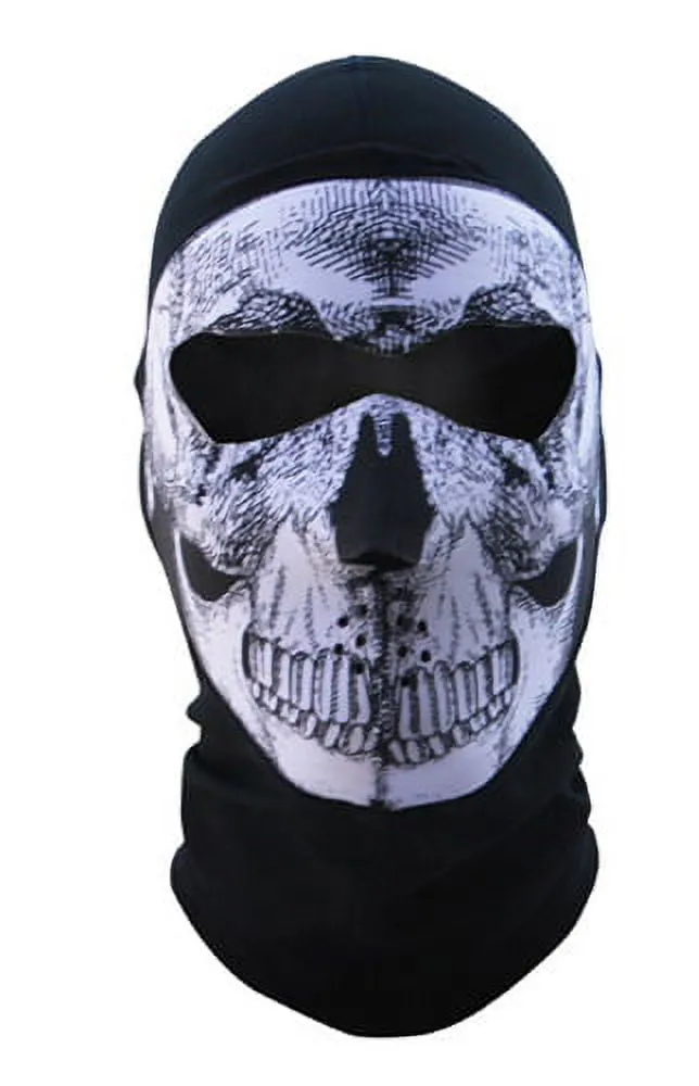 ZanHeadgear WBC002NFME Extreme Coolmax Balaclava Full Mask Black and White Skull