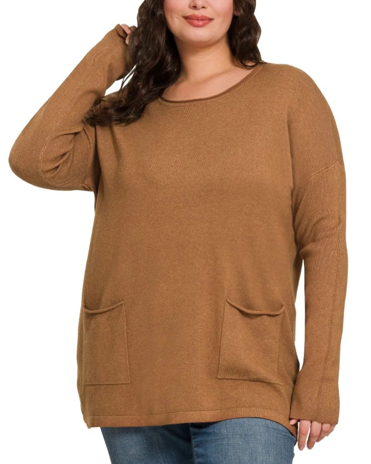 Zeanna Plus Front Pocket Sweater (More colors available) - Tw-2270X