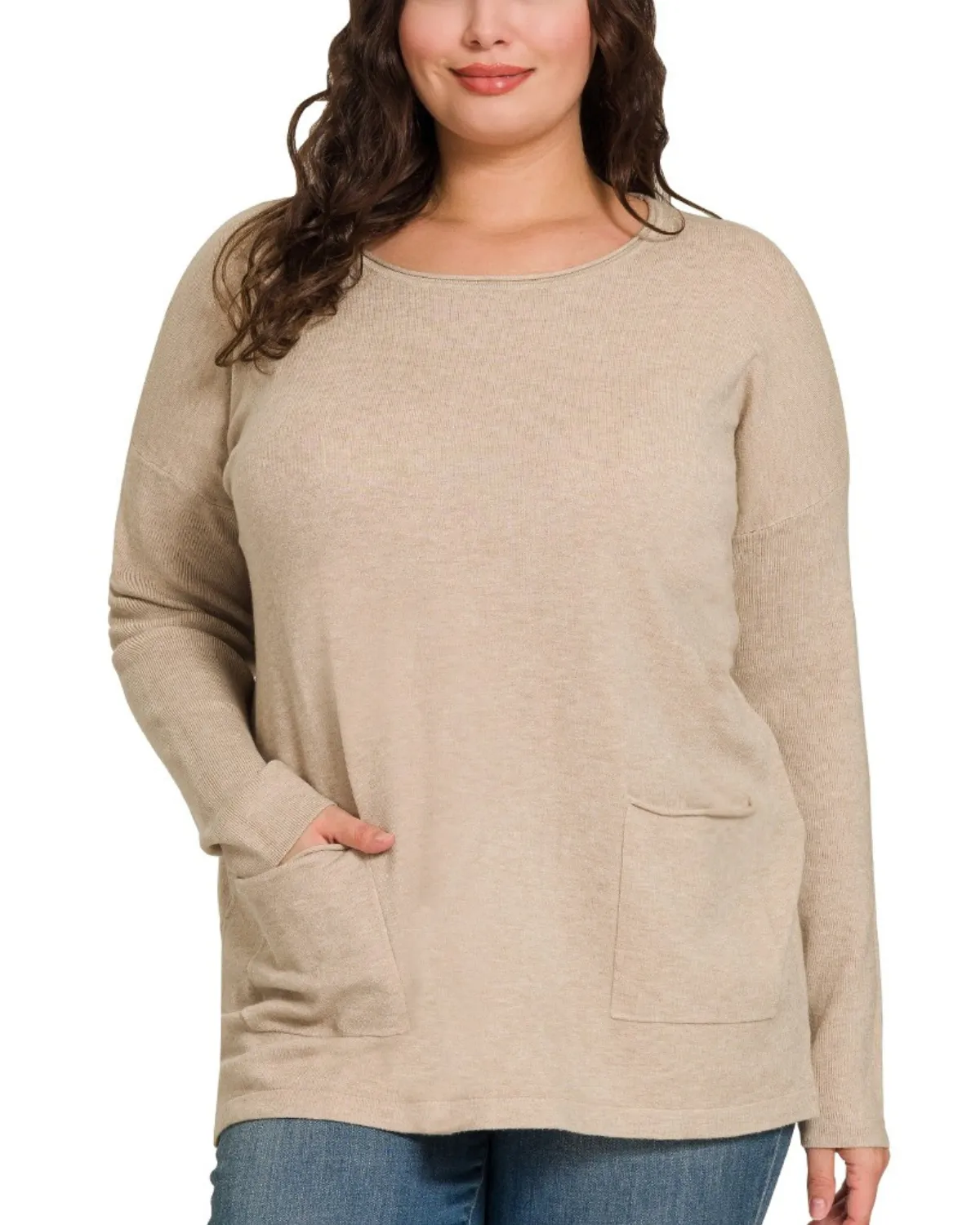 Zeanna Plus Front Pocket Sweater (More colors available) - Tw-2270X