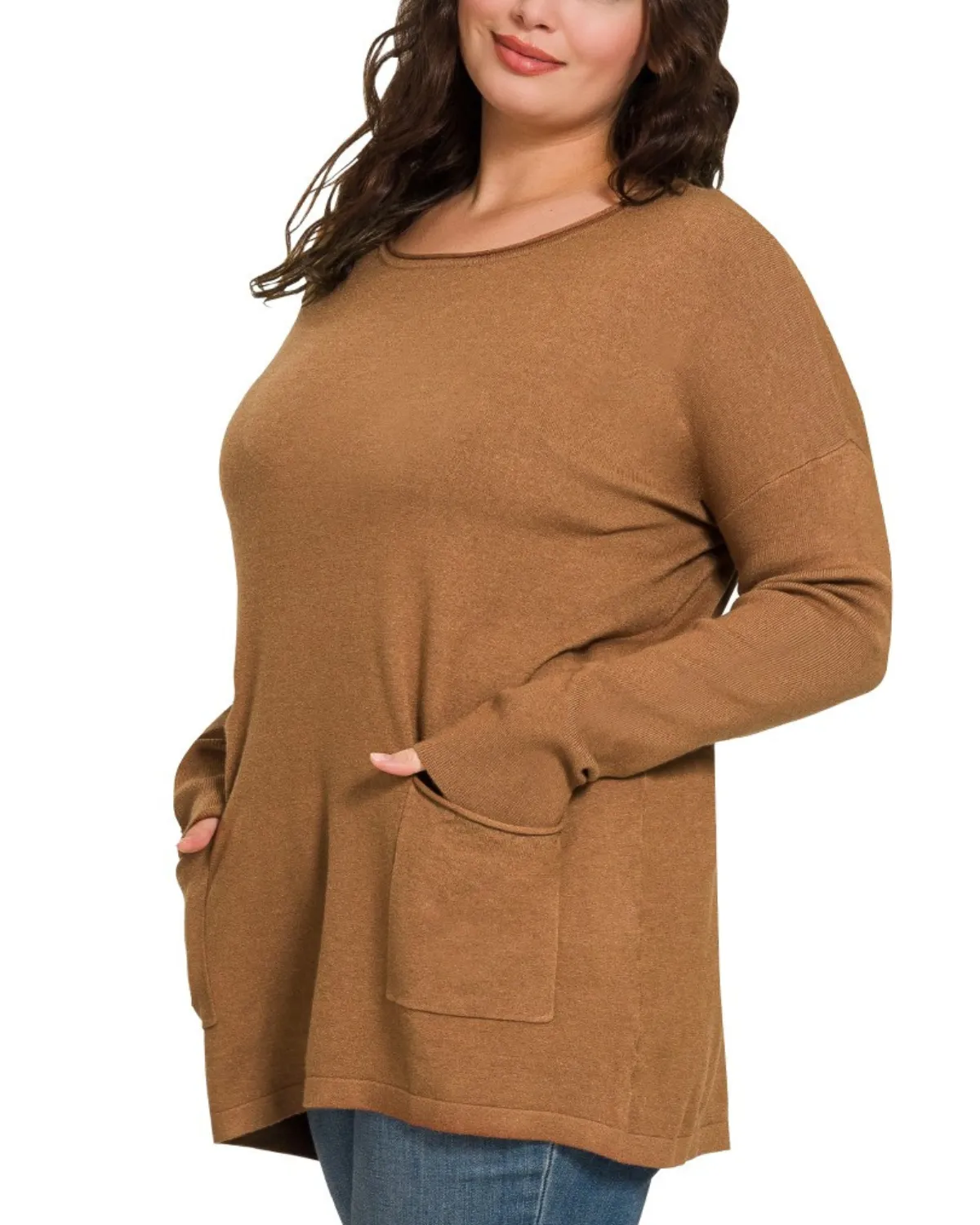 Zeanna Plus Front Pocket Sweater (More colors available) - Tw-2270X