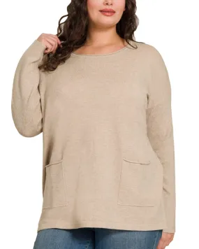 Zeanna Plus Front Pocket Sweater (More colors available) - Tw-2270X